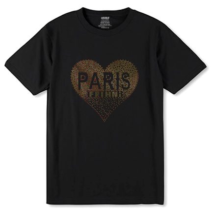 RED & GOLD SPANGLE PARIS FRIHNI - Unisex Round Neck Regular Fit 100% Combed Cotton Half Sleeve T-Shirt