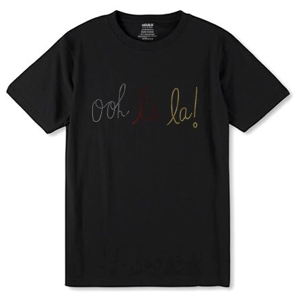 SILVER-GOLD & RED SPANGLE OOH LA LA! - Unisex Round Neck Regular Fit 100% Combed Cotton Half Sleeve T-Shirt