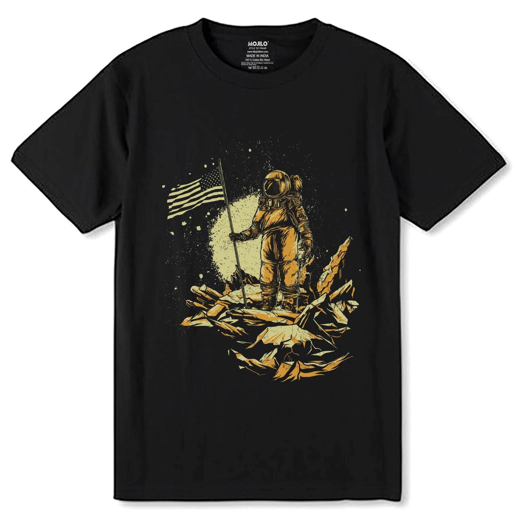 01_American_Astronaut_on_the_Moon_-_Shop_for_the_best_Men-woomen_and_Boys-girls_Tshirts_for_dtf_transfers_from_our_collection_-_Mojilo_Mart_08060859-2305-4b7d-b93b-484aca0b11ea American Astronaut on the Moon - Unisex Round Neck Regular Fit 100% Combed Cotton Half Sleeve T-Shirt - Image 1