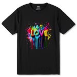 Colorful Love Word Art with Hearts - Unisex Round Neck Regular Fit 100% Combed Cotton Half Sleeve T-Shirt