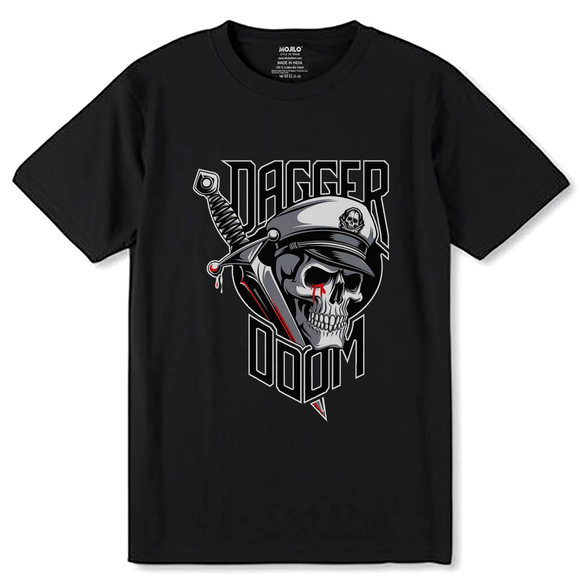 01_DAGGER_DOOM_-_Shop_for_the_best_Men-woomen_and_Boys-girls_Tshirts_for_dtf_transfers_from_our_collection_-_Mojilo_Mart DAGGER DOOM - Unisex Round Neck Regular Fit 100% Combed Cotton Half Sleeve T-Shirt - Image 1