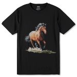 Horse Graphic Tees Summer Casual - Unisex Round Neck Regular Fit 100% Combed Cotton Half Sleeve T-Shirt