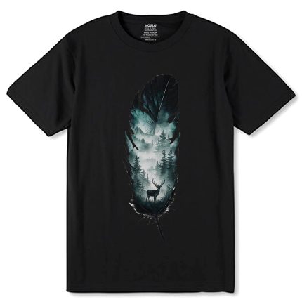 Moose with a forest - Unisex Round Neck Regular Fit 100% Combed Cotton Half Sleeve T-Shirt