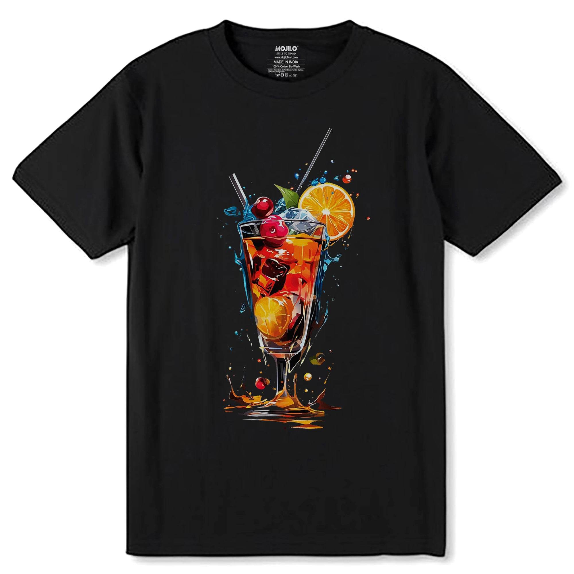 Shake it Up Crafting Exquisite Cocktails for Every Palate - Unisex Round Neck Regular Fit 100% Combed Cotton Half Sleeve T-Shirt - Image 1