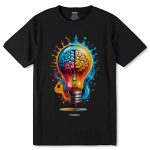 Spark Your Genius Colorful Brain Light Bulb - Unisex Round Neck Regular Fit 100% Combed Cotton Half Sleeve T-Shirt