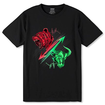 Stock Market Trader Bull vs Bear Vintage - Unisex Round Neck Regular Fit 100% Combed Cotton Half Sleeve T-Shirt